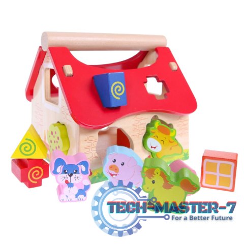 Drewniany domek, farma sorter z klockami ECOTOYS ECOTOYS Drewniany domek, farma sorter z klockami ECOTOYS ECOTOYS