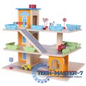 Drewniany garaż tor z windą + autka parking samochodowy ECOTOYS