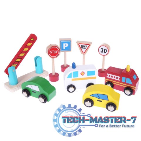 Drewniany garaż tor z windą + autka parking samochodowy ECOTOYS Drewniany garaż tor z windą + autka parking samochodowy ECOTOYS