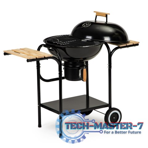 Grill ogrodowy węglowy z pokrywą i półkami ruszt popielnik ModernHome Grill ogrodowy węglowy z pokrywą i półkami ruszt popielnik ModernHome