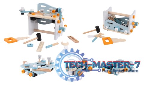 Mini warsztat stół narzędziowy drewniany zestaw konstrukcyjny 52 elementy ECOTOYS ECOTOYS