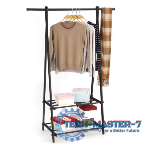 Wieszak stojak z półkami czarny 2 półki ModernHome Wieszak stojak z półkami czarny 2 półki ModernHome