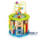 Drewniana kostka edukacyjna z grami, klockami, łowienie rybek ECOTOYS ECOTOYS