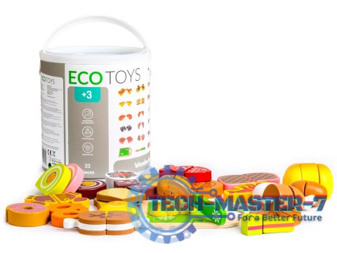 Drewniane jedzenie do krojenia 23 sztuki ECOTOYS ECOTOYS Drewniane jedzenie do krojenia 23 sztuki ECOTOYS ECOTOYS