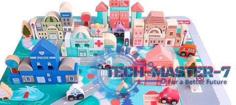 Drewniane klocki edukacyjne miasto z matą 115 szt ECOTOYS ECOTOYS Drewniane klocki edukacyjne miasto z matą 115 szt ECOTOYS ECOTOYS