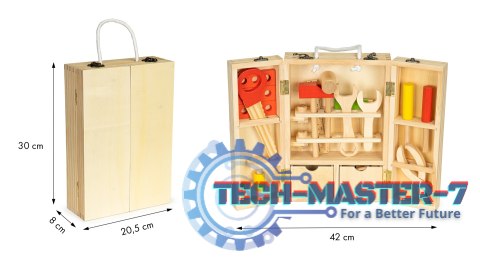 Drewniane narzędzia w skrzynce warsztat zestaw XXL ECOTOYS ECOTOYS Drewniane narzędzia w skrzynce warsztat zestaw XXL ECOTOYS ECOTOYS