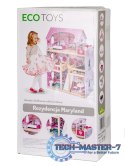 Drewniany domek dla lalek mebelki led ECOTOYS ECOTOYS