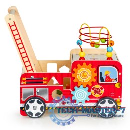Drewniany pchacz edukacyjny z klockami dla dzieci - Straż Pożarna ECOTOYS ECOTOYS