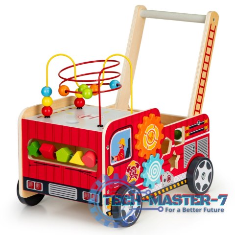 Drewniany pchacz edukacyjny z klockami dla dzieci - Straż Pożarna ECOTOYS ECOTOYS Drewniany pchacz edukacyjny z klockami dla dzieci - Straż Pożarna ECOTOYS ECOTOYS