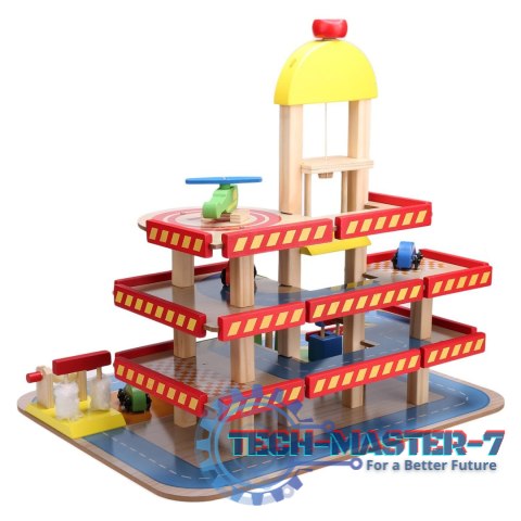 Duży drewniany garaż z windą + autka ECOTOYS ECOTOYS Duży drewniany garaż z windą + autka ECOTOYS ECOTOYS
