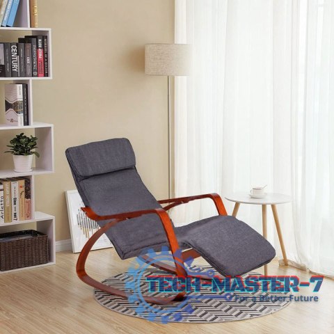 Fotel bujany regulowany podnóżek drewniane ramiona ModernHome ModernHome Fotel bujany regulowany podnóżek drewniane ramiona ModernHome ModernHome