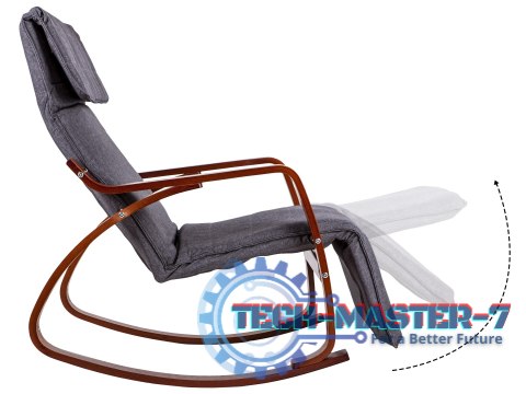 Fotel bujany regulowany podnóżek drewniane ramiona ModernHome ModernHome Fotel bujany regulowany podnóżek drewniane ramiona ModernHome ModernHome
