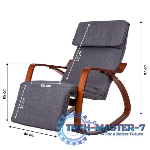 Fotel bujany regulowany podnóżek drewniane ramiona ModernHome ModernHome Fotel bujany regulowany podnóżek drewniane ramiona ModernHome ModernHome