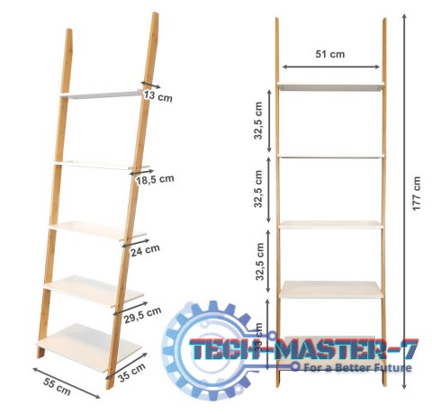 Regał drabina 5 półek MDF bambus ModernHome ModernHome Regał drabina 5 półek MDF bambus ModernHome ModernHome
