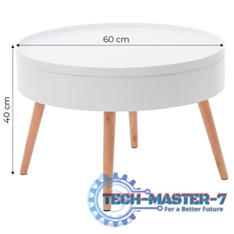 Stolik kawowy okrągły ze schowkiem 60cm ModernHome ModernHome Stolik kawowy okrągły ze schowkiem 60cm ModernHome ModernHome