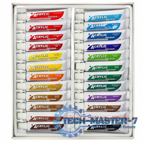 Farby akrylowe w tubkach tubce duży zestaw 12 ml x 24 kolory Farby akrylowe w tubkach tubce duży zestaw 12 ml x 24 kolory