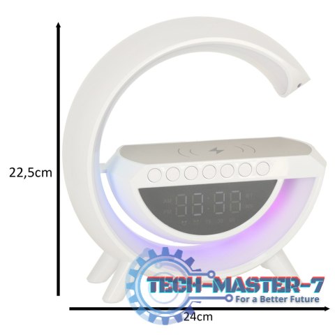 Lampka LED Gamingowa RGB głośnik ładowarka indukcyjna radio budzik zegar Lampka LED Gamingowa RGB głośnik ładowarka indukcyjna radio budzik zegar