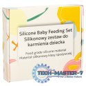 Naczynia silikonowe dla dzieci niemowląt zestaw stołowy 4 elementów miś niebieski