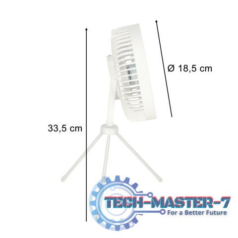 Wentylator biurkowy wiatrak stojący bezprzewodowy USB na pilot z lampką 4 poziomy mocy 18cm biały Wentylator biurkowy wiatrak stojący bezprzewodowy USB na pilot z lampką 4 poziomy mocy 18cm biały