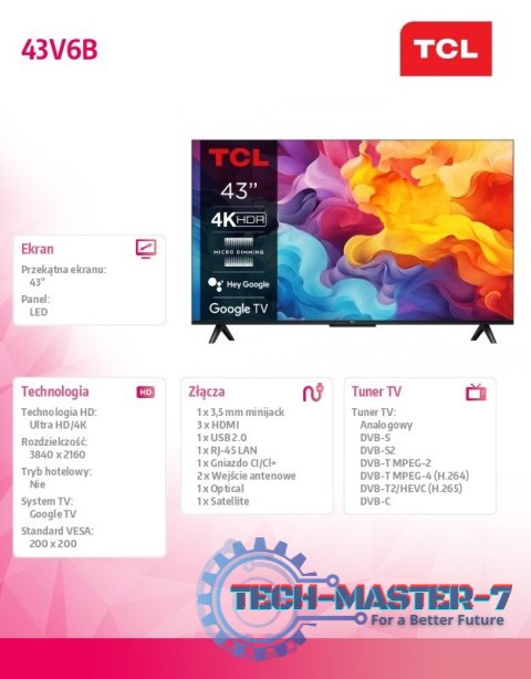 Telewizor LED 43 cale 43V6B Telewizor LED 43 cale 43V6B