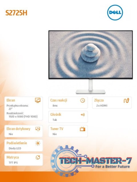 Monitor 27 cali S2725H IPS LED 100Hz Full HD (1920x1080)/16:9/2xHDMI/Speakers/3Y Monitor 27 cali S2725H IPS LED 100Hz Full HD (1920x1080)/16:9/2xHDMI/Speakers/3Y