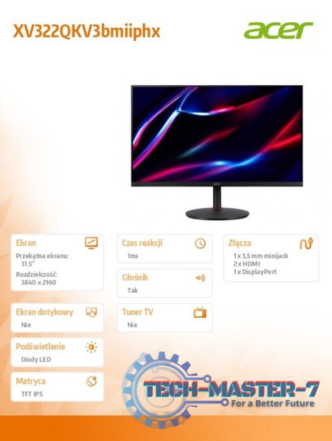 Monitor 32 cale XV322QKV3bmiiphx Monitor 32 cale XV322QKV3bmiiphx