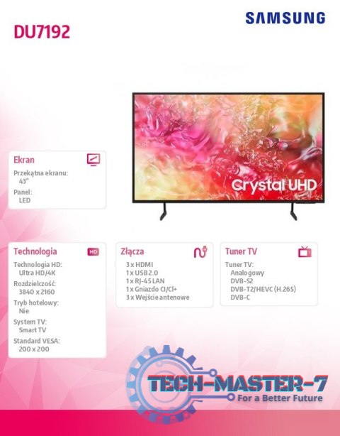 Telewizor 43 cale UE43DU7192UXXH Telewizor 43 cale UE43DU7192UXXH