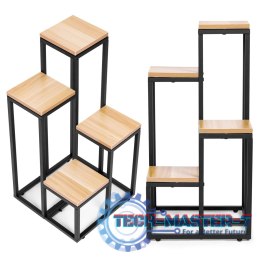 Kwietnik regał na kwiaty ozdoby 4 półki metal MDF jasny orzech ModernHome ModernHome