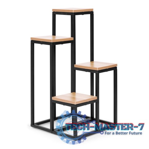 Kwietnik regał na kwiaty ozdoby 4 półki metal MDF jasny orzech ModernHome ModernHome Kwietnik regał na kwiaty ozdoby 4 półki metal MDF jasny orzech ModernHome ModernHome