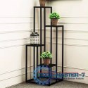 Kwietnik regał na kwiaty ozdoby 4 półki metal MDF jasny orzech ModernHome ModernHome