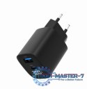 Ładowarka GaN 1xUSB-A 1xUSB-C LCD 30W PD QC3.0 czarna