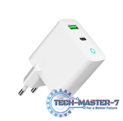 Ładowarka USB-A USB-C LED 20W PD QC3.0 biała Ładowarka USB-A USB-C LED 20W PD QC3.0 biała