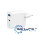 Ładowarka USB-A/C GaN LED 30W PD QC3.0 biała