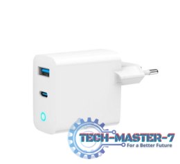 Ładowarka USB-A/C GaN LED 30W PD QC3.0 biała