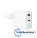 Ładowarka USB-A/C GaN LED 30W PD QC3.0 biała