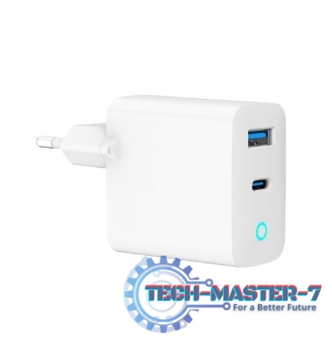 Ładowarka USB-A/C GaN LED 30W PD QC3.0 biała Ładowarka USB-A/C GaN LED 30W PD QC3.0 biała