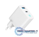 Ładowarka USB-A/C GaN LED 30W PD QC3.0 biała