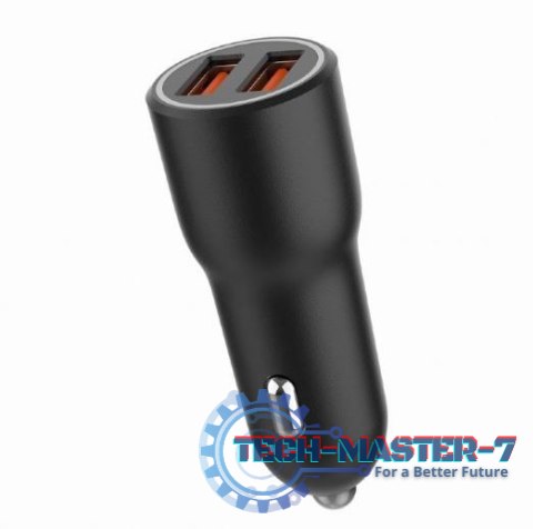 Ładowarka samochodowa 2xUSB-A QC3.0 36W czarna Ładowarka samochodowa 2xUSB-A QC3.0 36W czarna