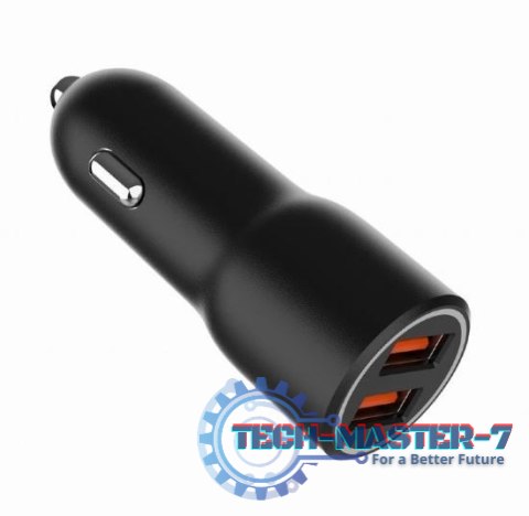 Ładowarka samochodowa 2xUSB-A QC3.0 36W czarna Ładowarka samochodowa 2xUSB-A QC3.0 36W czarna