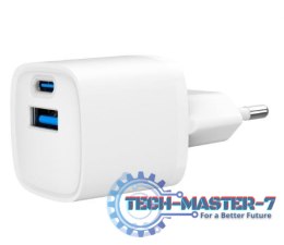 Mini-ładowarka USB-A USB-C 20W PD QC3.0 biała