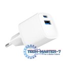 Mini-ładowarka USB-A USB-C 20W PD QC3.0 biała