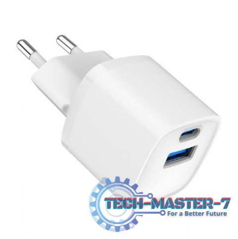 Mini-ładowarka USB-A USB-C 20W PD QC3.0 biała Mini-ładowarka USB-A USB-C 20W PD QC3.0 biała