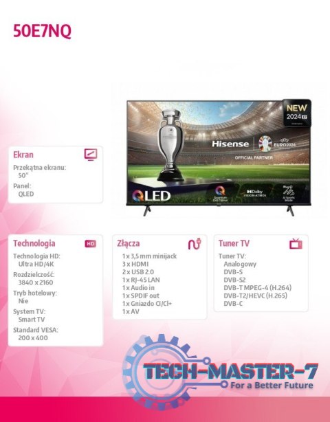 Telewizor QLED 50 cali 50E7NQ Telewizor QLED 50 cali 50E7NQ