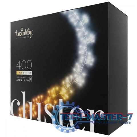 Inteligentne lampki LED Cluster 400 LED AWW girlanda, 6m, IP44, czarny przewód Inteligentne lampki LED Cluster 400 LED AWW girlanda, 6m, IP44, czarny przewód
