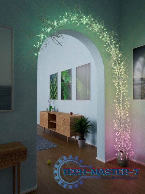Inteligentne lampki dekoracyjne Strings USB-C (Candies) 100 LED RGB, świece, zielony przewód, 6 m Inteligentne lampki dekoracyjne Strings USB-C (Candies) 100 LED RGB, świece, zielony przewód, 6 m