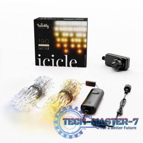 Inteligentne lampki sople Icicle 190 AWW LED, 5x0,5 m, IP44, przezroczysty przewód Inteligentne lampki sople Icicle 190 AWW LED, 5x0,5 m, IP44, przezroczysty przewód