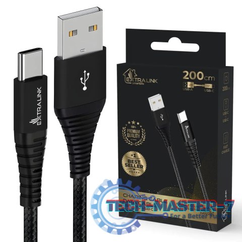 Kabel USB Typ-A do USB Typ-C Smart Life Braided 15W 2m czarny Kabel USB Typ-A do USB Typ-C Smart Life Braided 15W 2m czarny