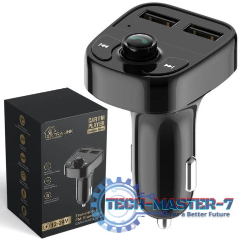 Transmiter FM do samochodu z funkcją ładowania Smart Life 2xUSB-A czarny