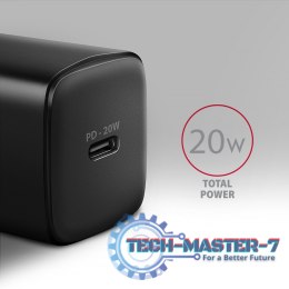 ACU-PD20 Ładowarka sieciowa PD 20W, 1x port USB-C, PD3.0/QC3.0/AFC/FCP/Apple Czarna