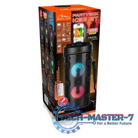 Głośnik PARTYBOX KEG BT MT3165 V2.0 Karaoke/Bluetooth 5.0+EDR/FM/MP3/MicroSD/USB/Equalizer/AUX/Jack 6.3/Pilot/Pasek/USB-C/LED/RM Głośnik PARTYBOX KEG BT MT3165 V2.0 Karaoke/Bluetooth 5.0+EDR/FM/MP3/MicroSD/USB/Equalizer/AUX/Jack 6.3/Pilot/Pasek/USB-C/LED/RM